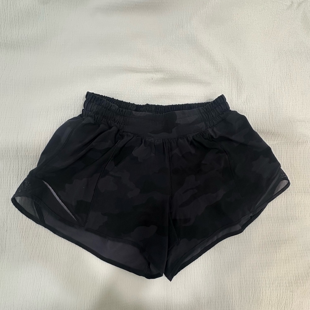 Lululemon Black Camo Hotty Hot Shorts